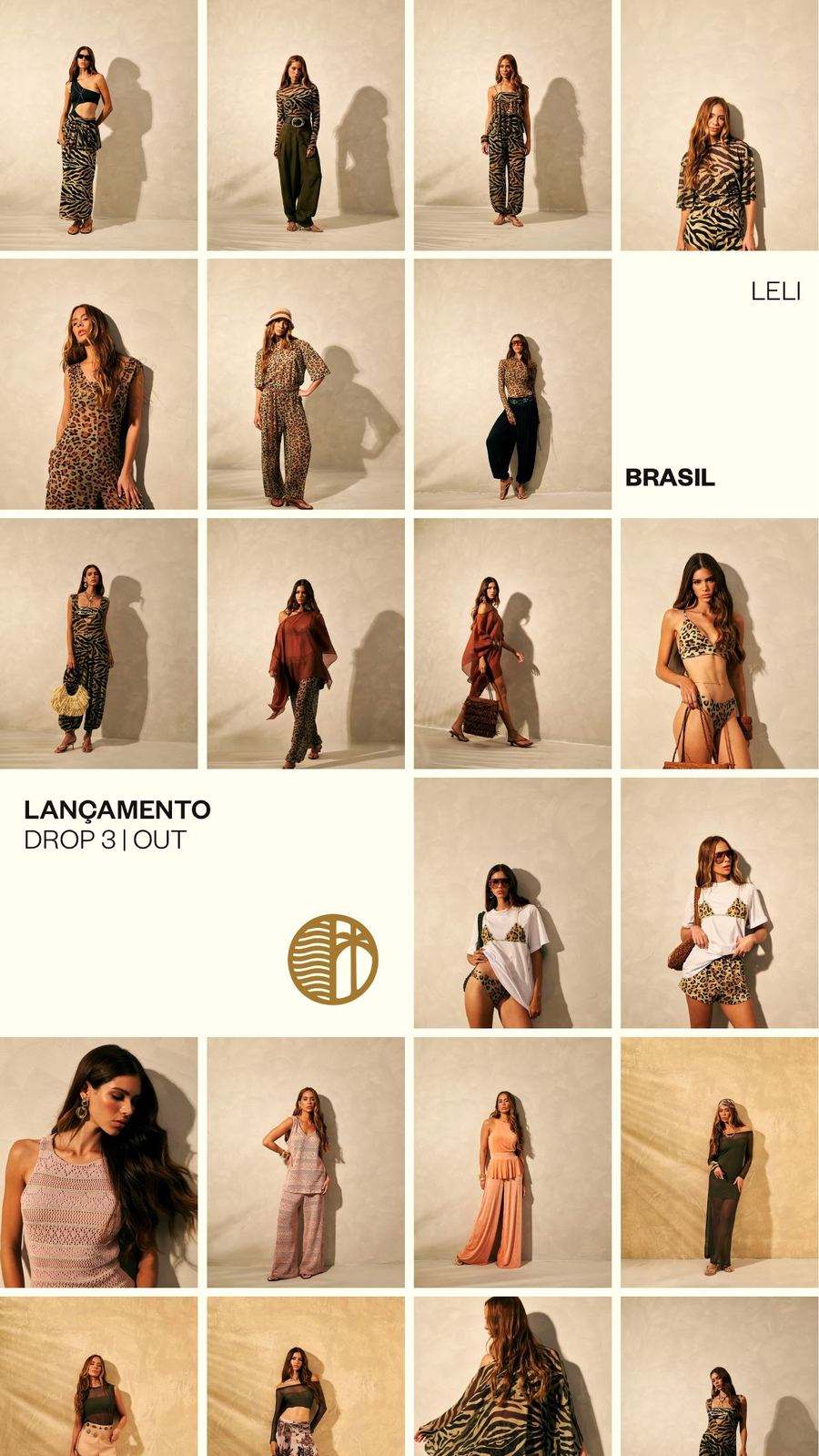 Mosaico com todos os looks do Drop 3